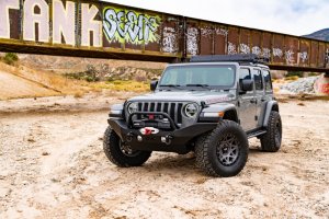 Jeep Wrangler JL Front Winch Bumper - Body Armor 4x4 - Full Width, 12,000lbs Winch Capacity - Black - `18-`21